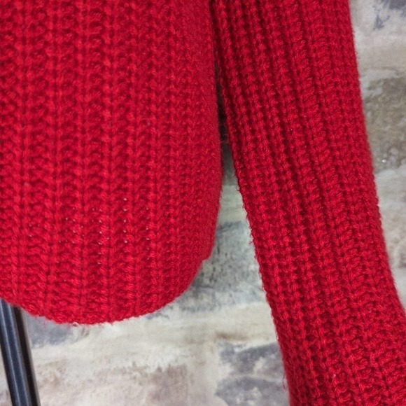 BB Dakota Love Actually Red Cowl Neck Knit Sweater Woman's Size Large Chunky - Picture 5 of 15